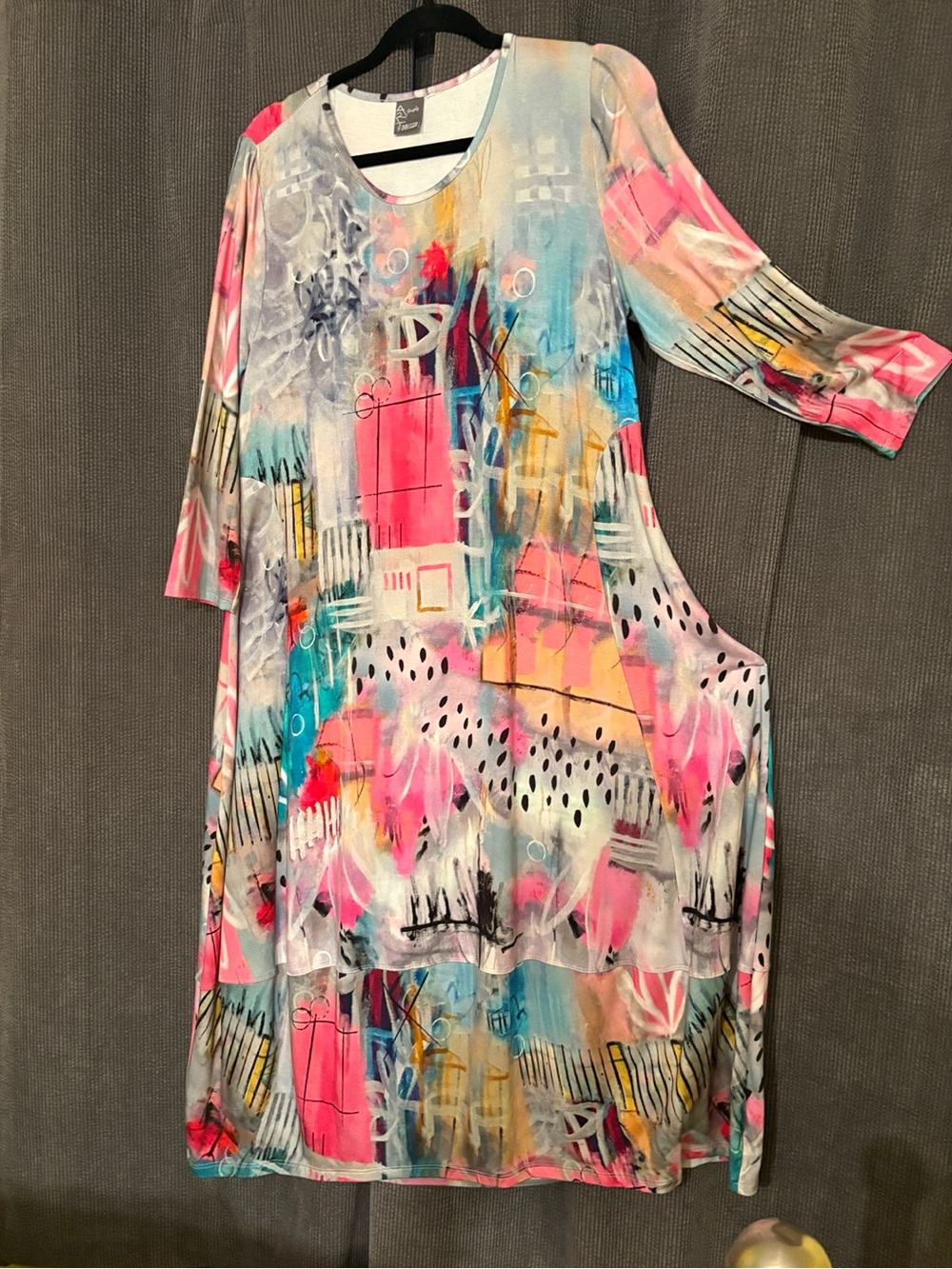 Simply by Dolcezza Midi Dress in Pink, Teal & White